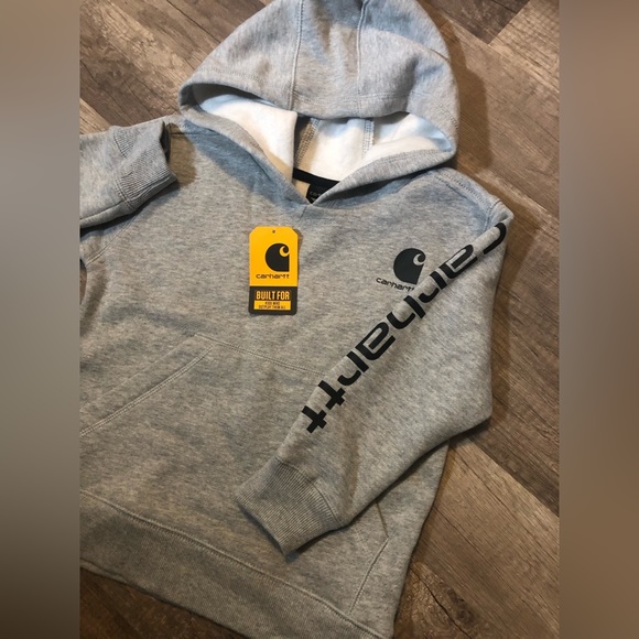 Carhartt Other - NWT Carhartt Boys Fleece Spell Out Logo Hoodie Sweatshirt size 4 Gray Skater Y2k